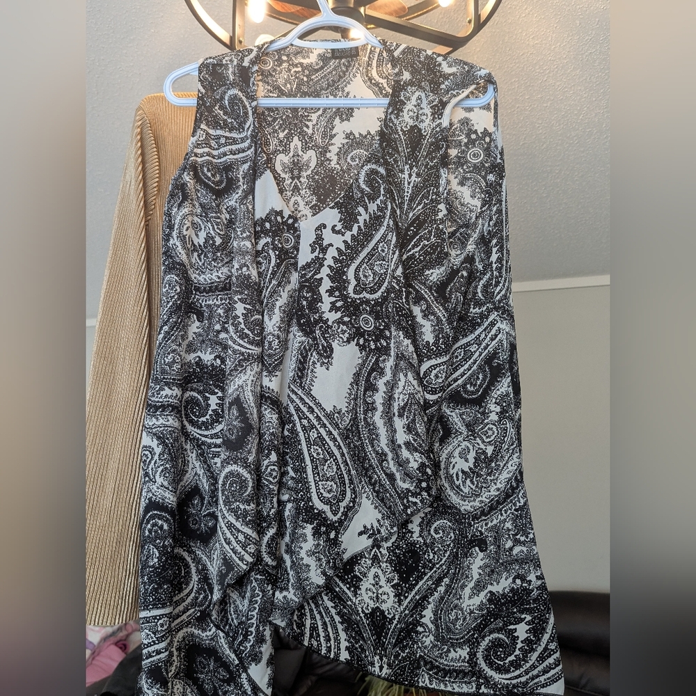 Black and White Paisley Vest
